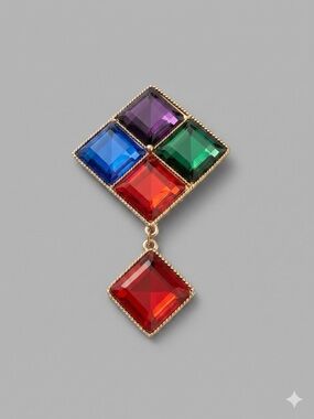 Vintage Multi-Gem Jewel Tone Statement Brooch